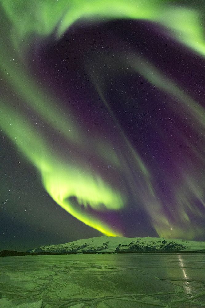 Iceland, Jokulsarlon Glacier Lagoon, Aurora Borealis